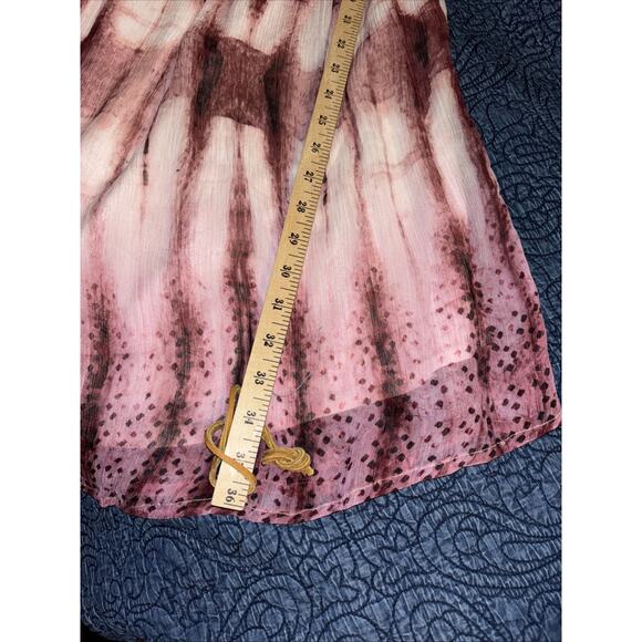 Sundance Catalog Gemi Sz XS Pink Tie Dye Floral Embroidered Chiffon Dress Lined - Picture 13 of 14